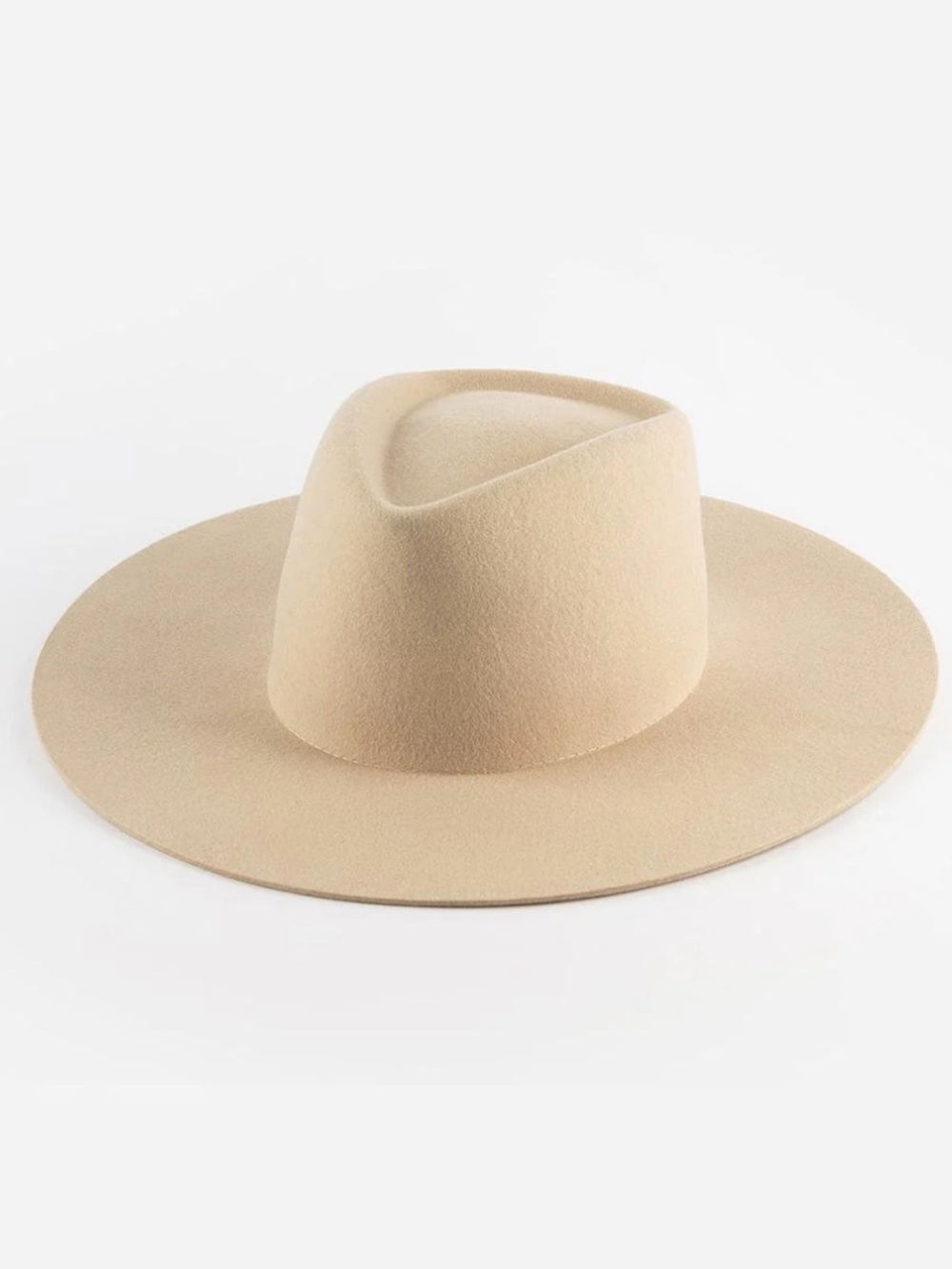 GIGI PIP Wide Brim Felt Fedora Hat in Beige